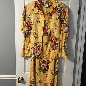 Floral Yellow Two-Piece dress/jacket